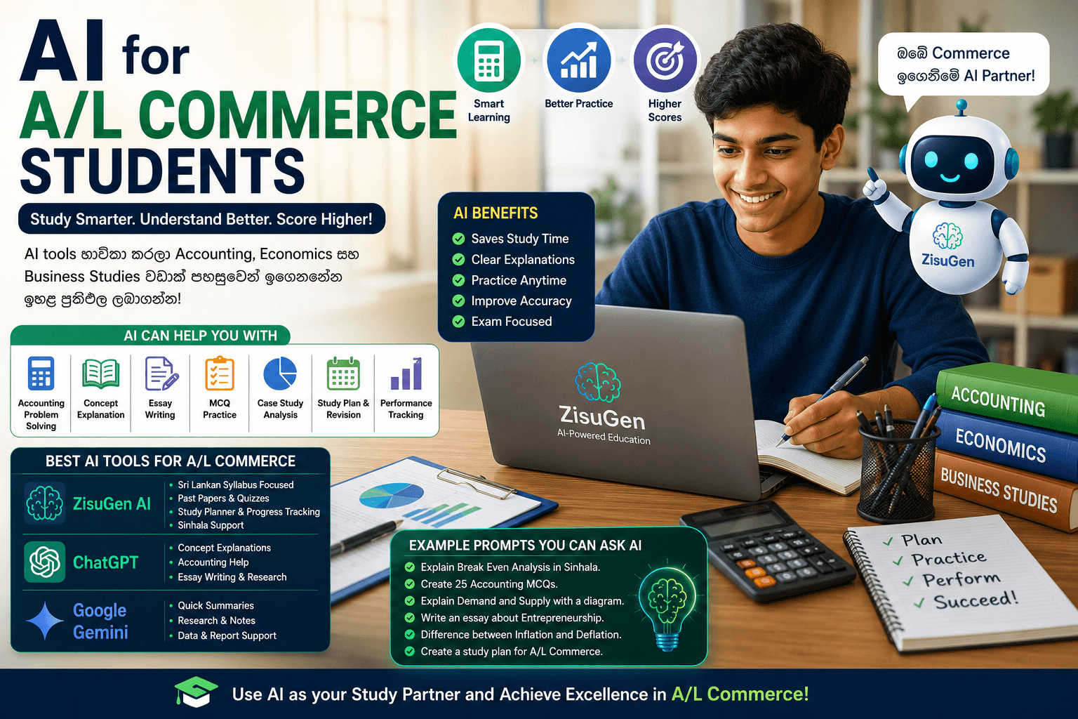 AI for A/L Commerce Students – වාණිජ අංශයේ සිසුන් සඳහා හොඳම AI Tools (2026 Guide)