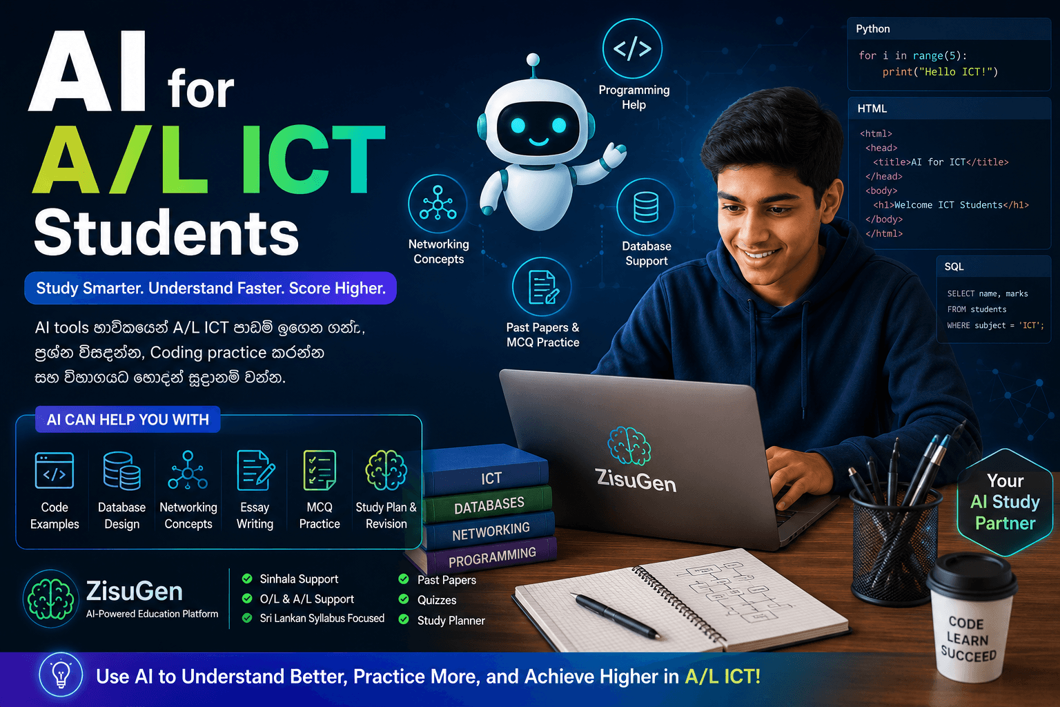 AI for A/L ICT Students – ශ්‍රී ලංකාවේ ICT සිසුන් සඳහා හොඳම AI Tools (2026 Guide)